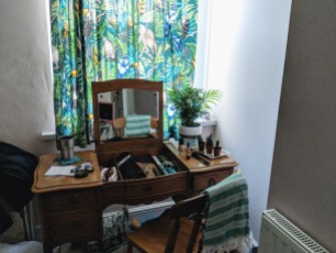 Bargain second hand dressing table & new botanical curtain